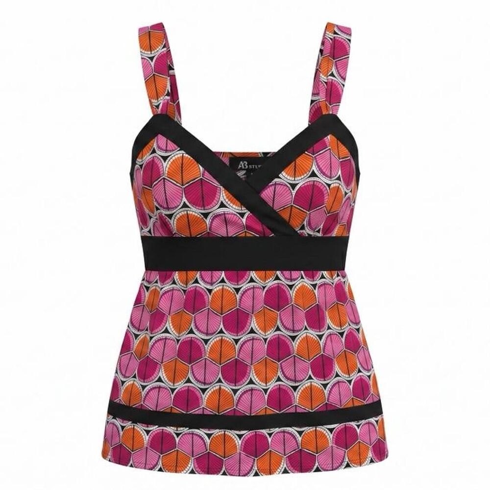 NWT AB Studio Geometric Fan Leaf Empire Waist Cami Top Women's Large